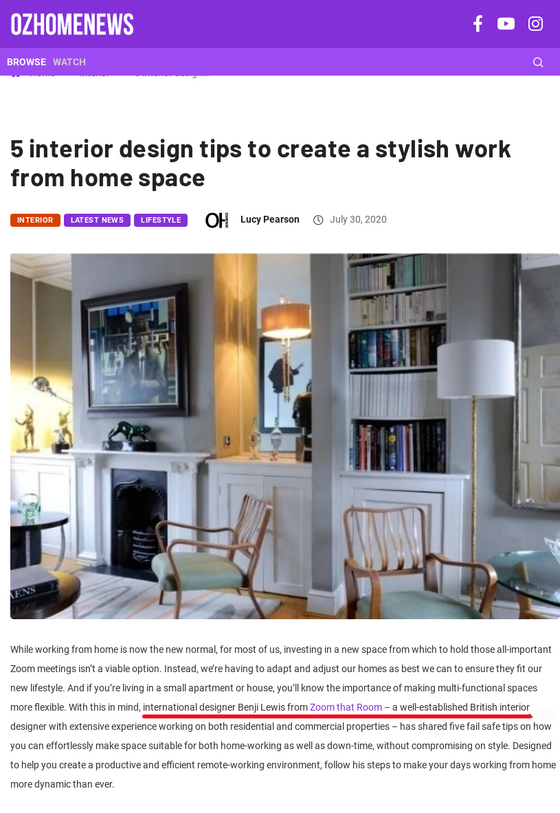 5 interior design tips to create a stylish work from home space